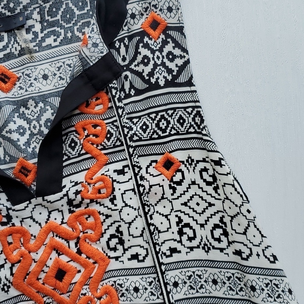 THML Black White Orange Aztec Tunic Tank M - Picture 5 of 6